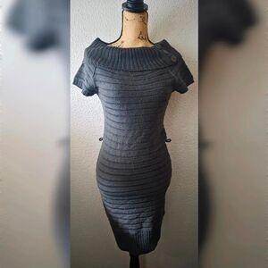 Y2K Derek Heart Gray Sweater Dress Grunge